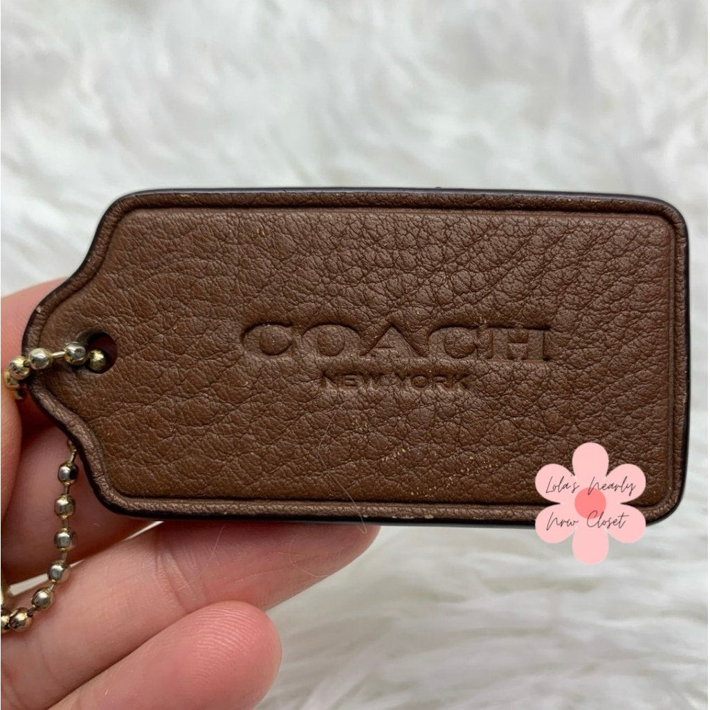 2.5" COACH Brown Fob Bag Charm Hang tag Hangtag
