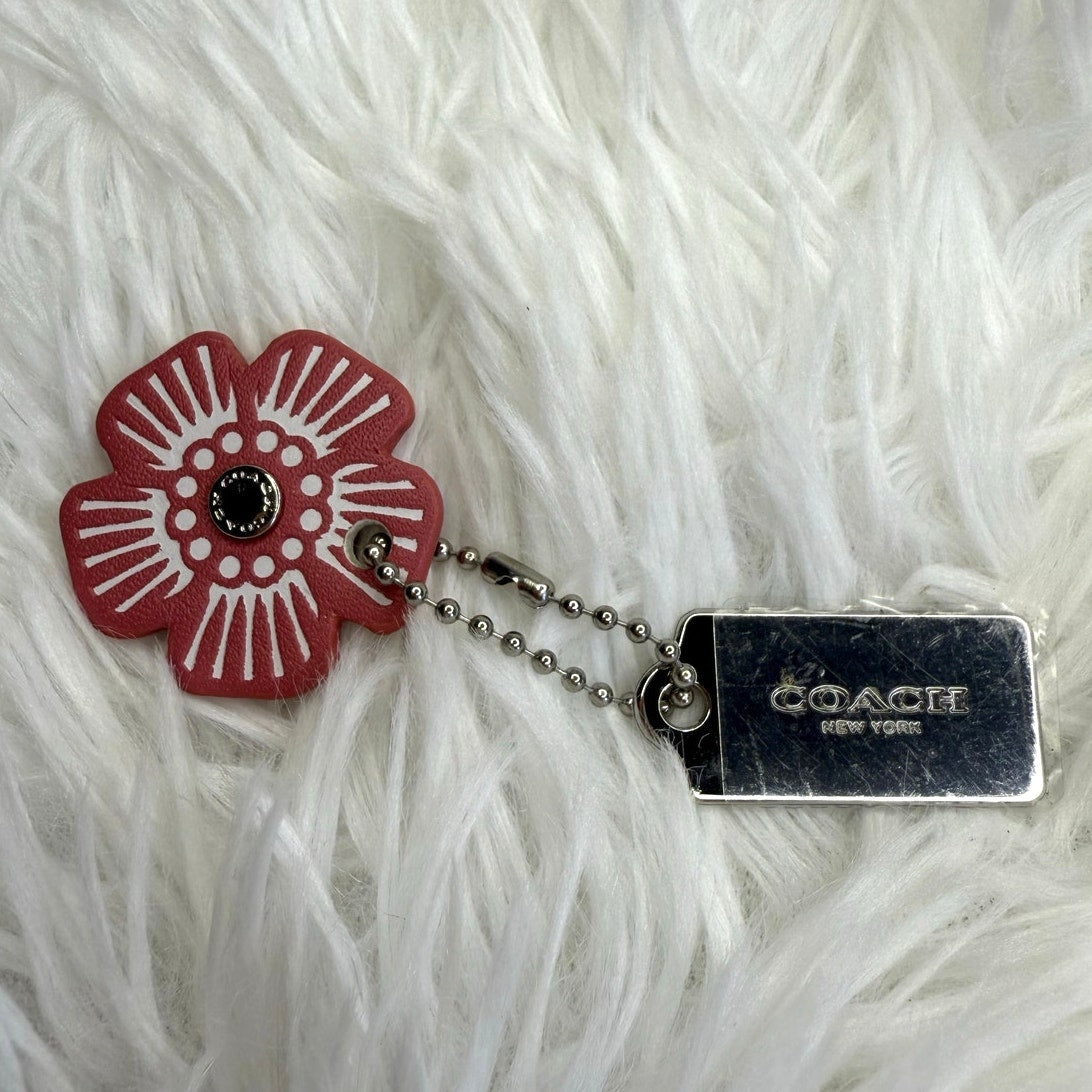 COACH Pink Silver Flower Floral Bag Charm Hang Tag