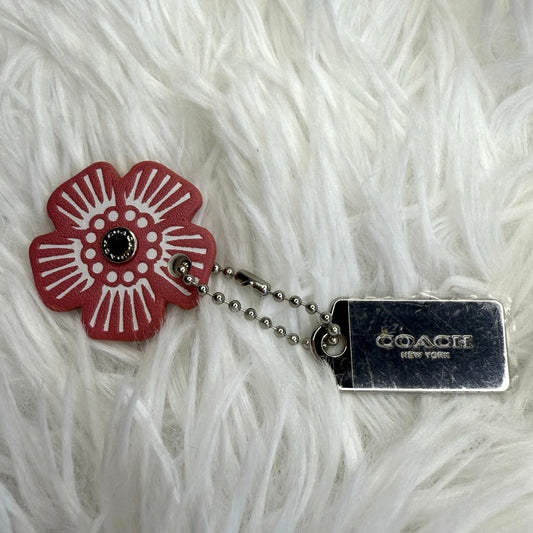COACH Pink Silver Flower Floral Bag Charm Hang Tag