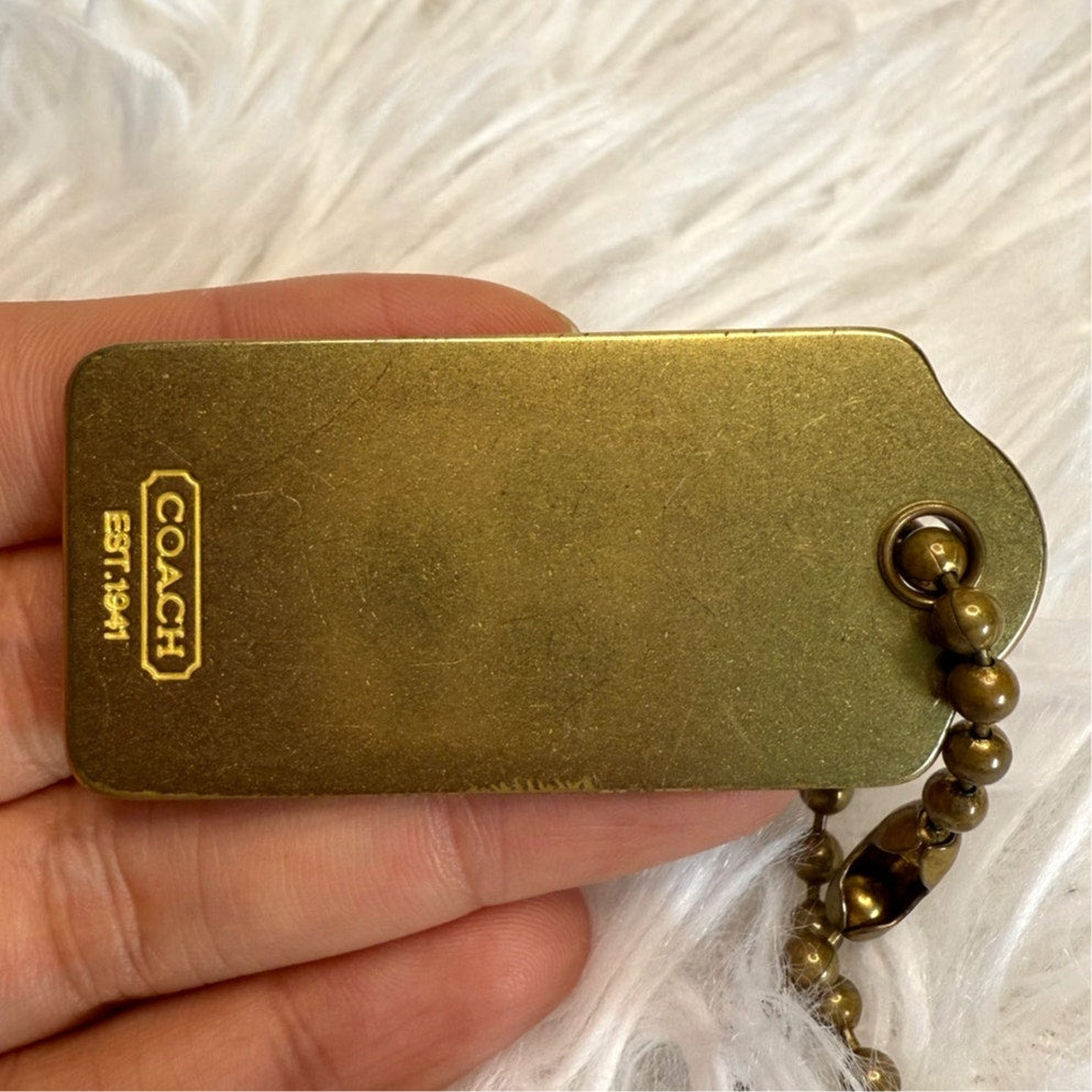 2” COACH Metal y2k Vintage Fob Bag Charm Hang tag Hangtag