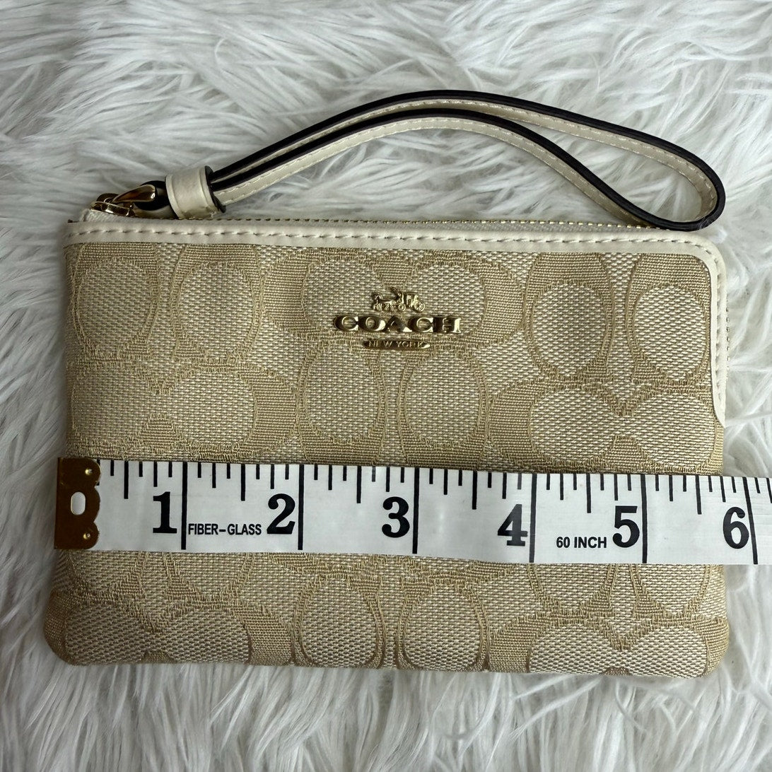 COACH Signature Khaki White Canvas Wristlet