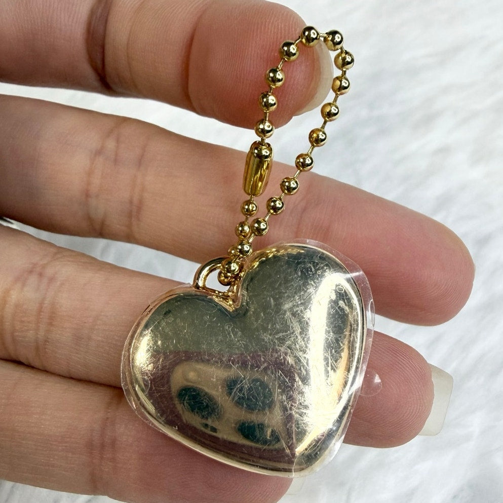 1" COACH Gold Heart Metal Hangtag Hang Tag Key Fob Bag Charm