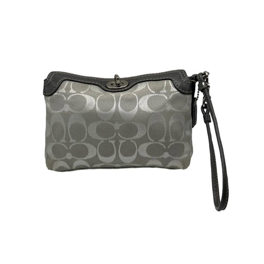 COACH Gray Canvas Turnlock Wristlet