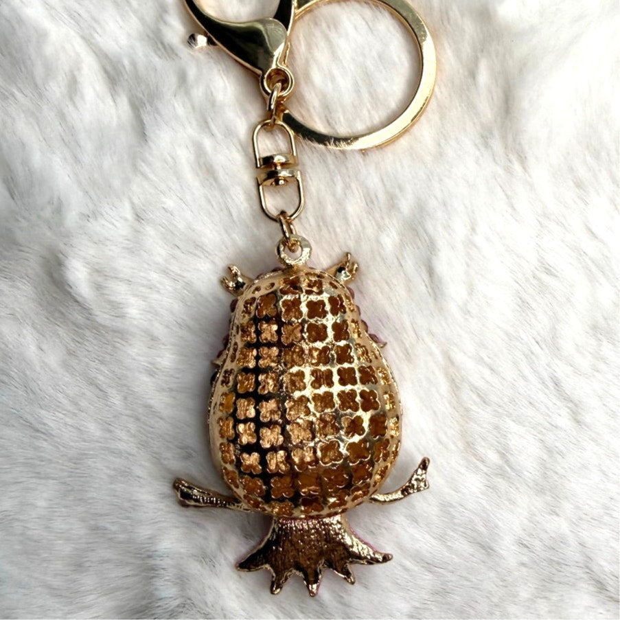 Cute Animal Owl Rhinestone Crystal Owl Keychain Fashion Charm Bag Charm