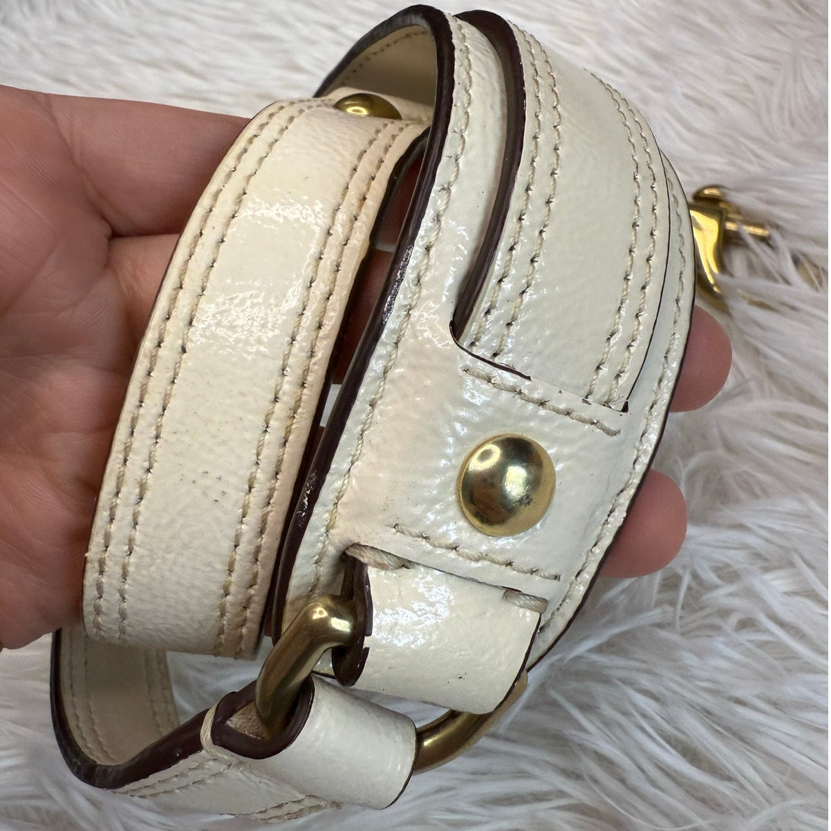 Cream Gold Patent Leather Replacement Strap