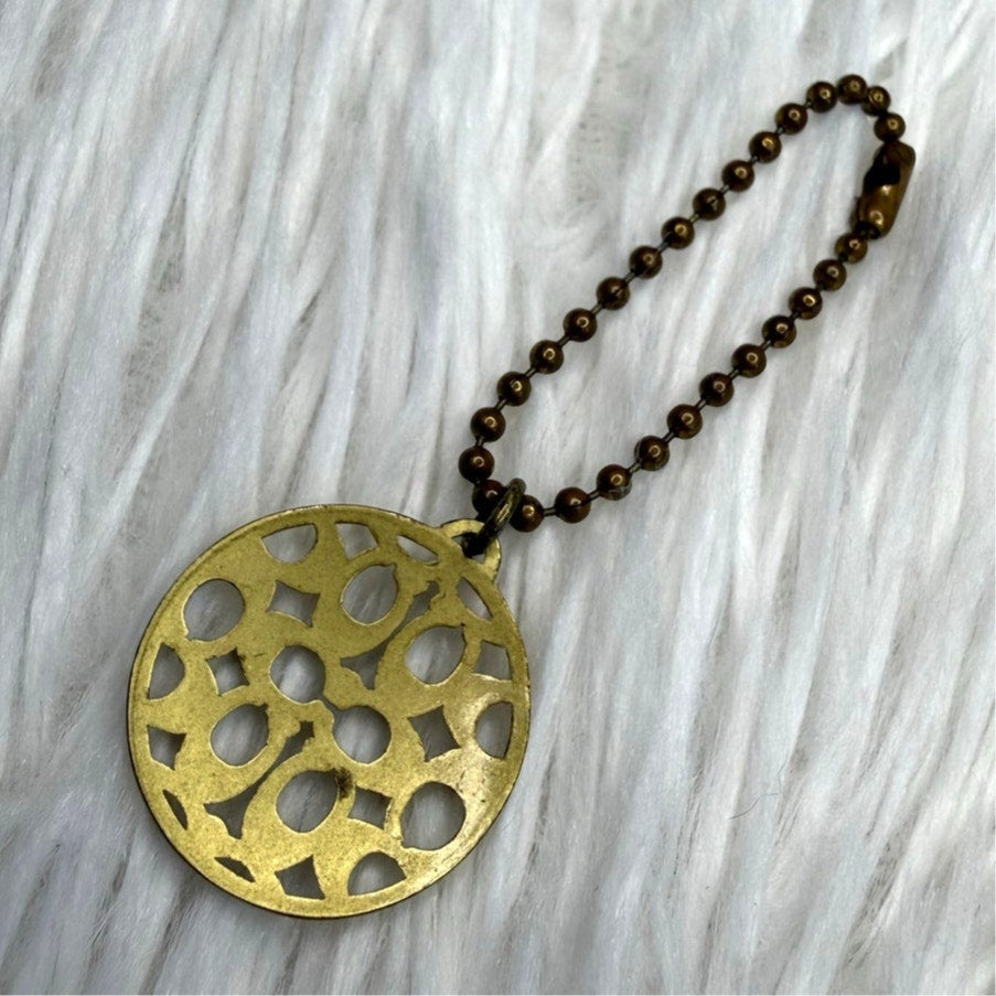 1.5" COACH Round Script Metal Fob Bag Charm Hang tag Hangtag