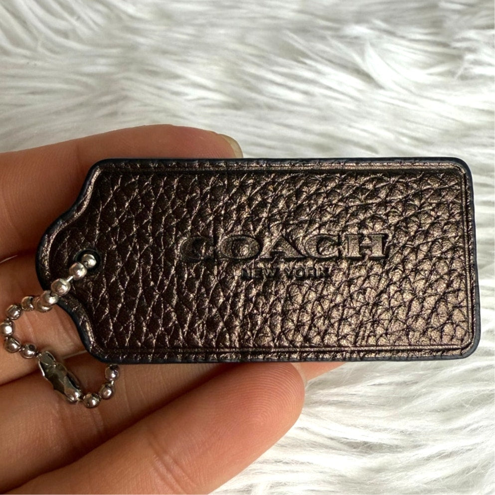 COACH Brown Metallic Fob Bag Charm Hang tag Hangtag