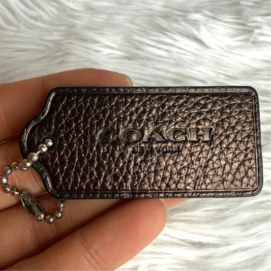COACH Brown Metallic Fob Bag Charm Hang tag Hangtag