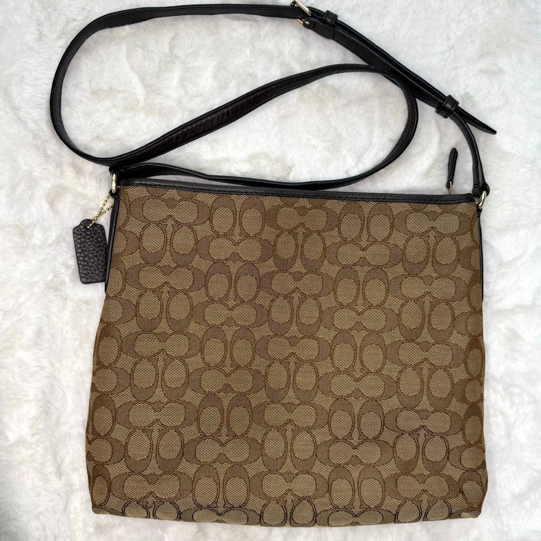 COACH Brown Signature Outline Crossbody