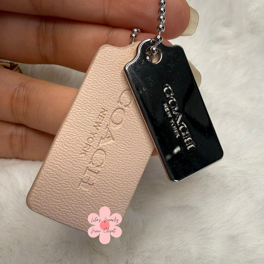 1.5" COACH Cream Silver Hang Tag Key Fob Bag Charm Set