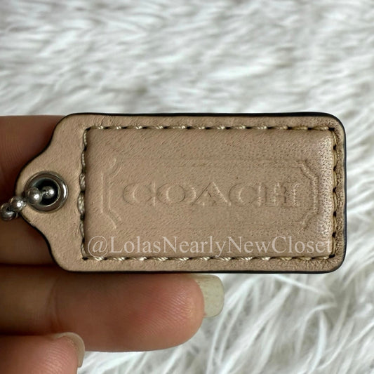 1.5" COACH Beige Fob Bag Charm Hang tag Hangtag