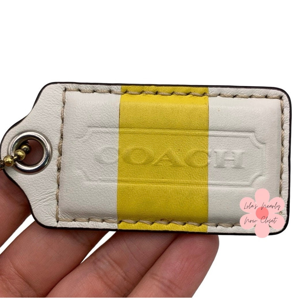 2.5" COACH Yellow White Fob Bag Charm Hang tag Hangtag