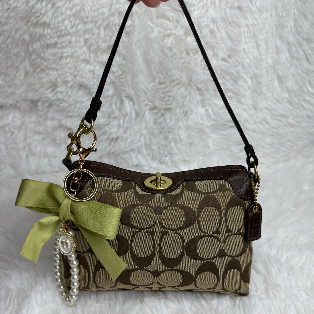 COACH y2k Brown Signature Canvas Mini Purse / Wristlet