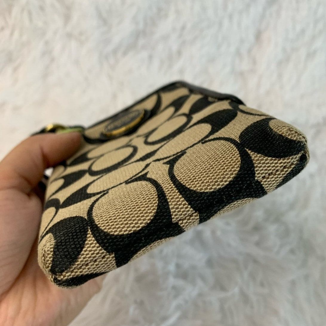 COACH Black Canvas Wristlet Card Holder