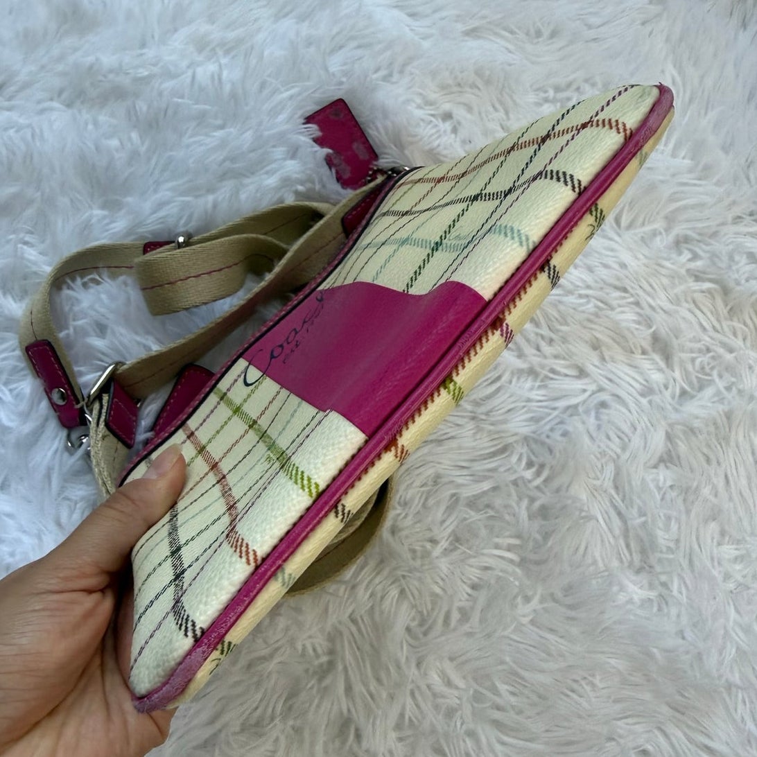 COACH Fuchsia Heritage Plaid Crossbody