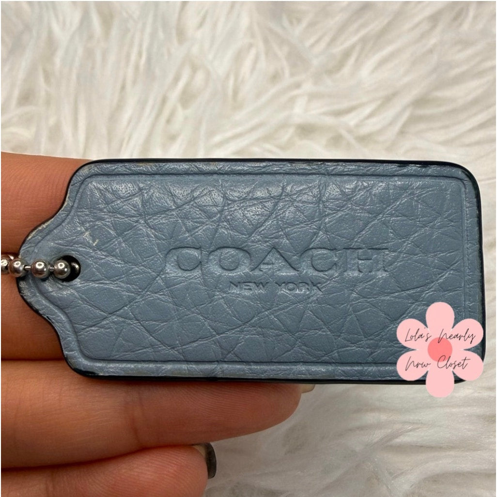 2” COACH Blue Fob Bag Charm Hang tag Hangtag