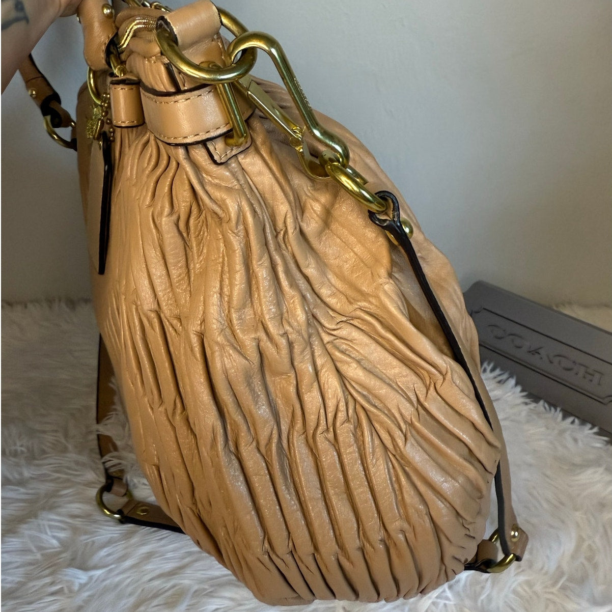 COACH Madison Gather Leather Satchel Shoulder Bag 18643