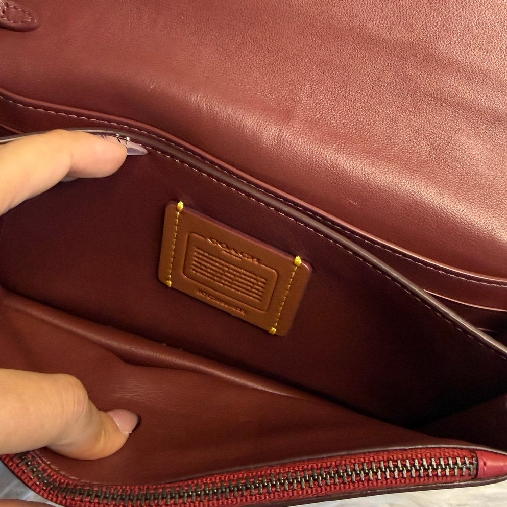 COACH Foldover Chain Clutch with Floral Applique Crossbody