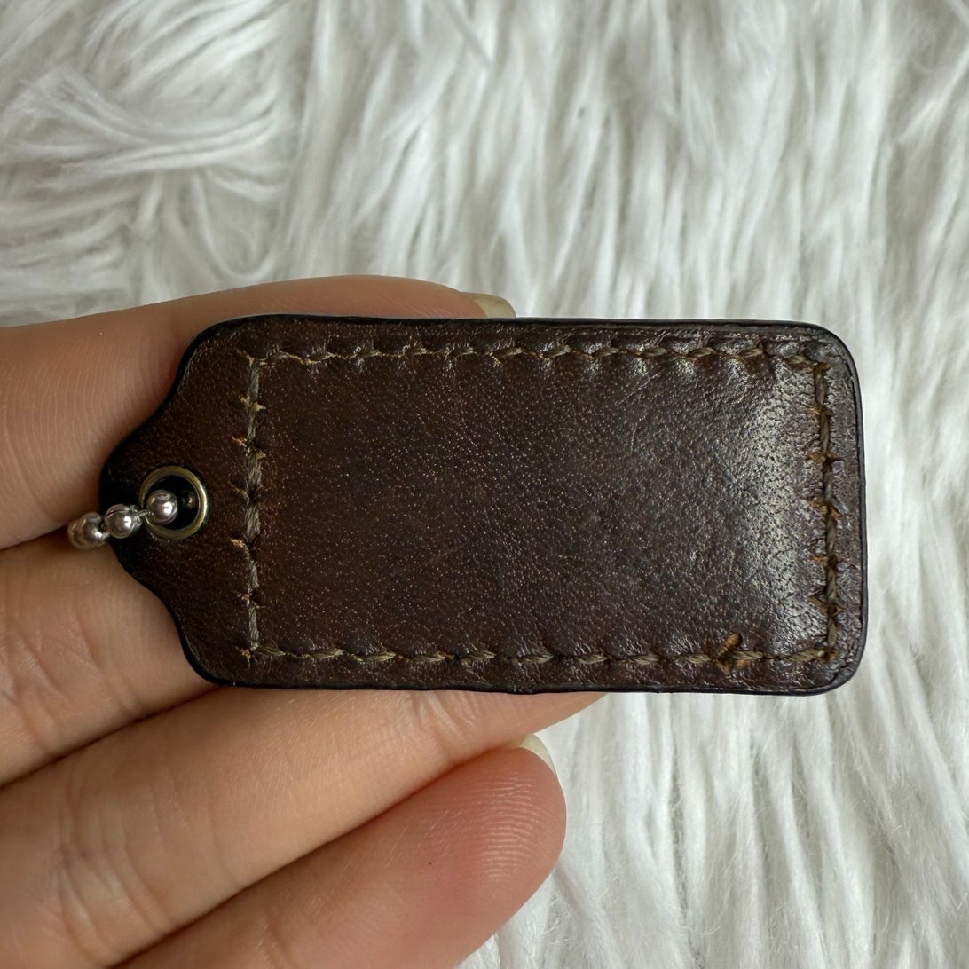 1.5" COACH Brown Fob Bag Charm Hang tag Hangtag