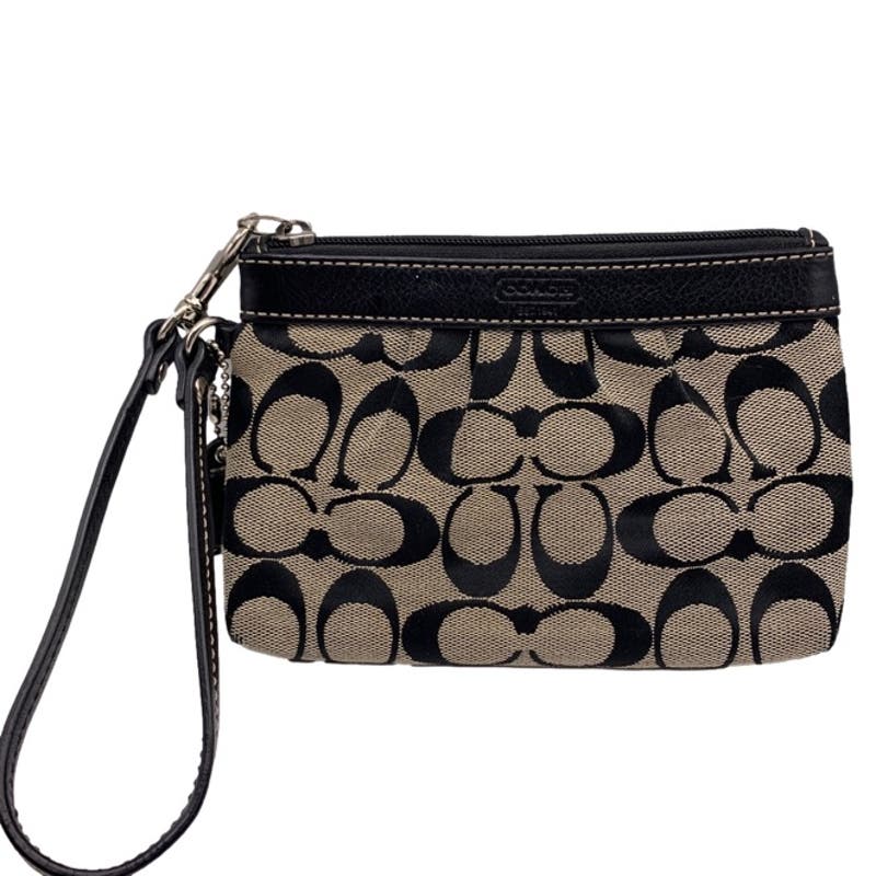 COACH Black Signature Canvas Wristlet