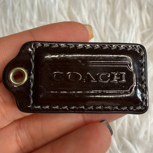 1.5" COACH Brown Patent Leather Fob Bag Charm Hang tag Hangtag