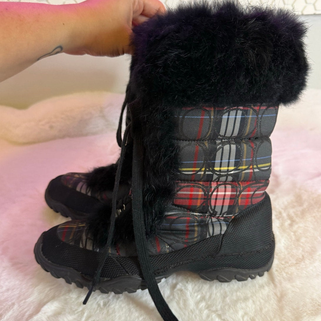 COACH Poppy Jennie Red Plaid Boot 6.5B