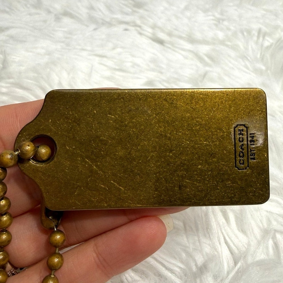 2.5" Vintage COACH Metal Gold Fob Bag Charm Hang tag Hangtag
