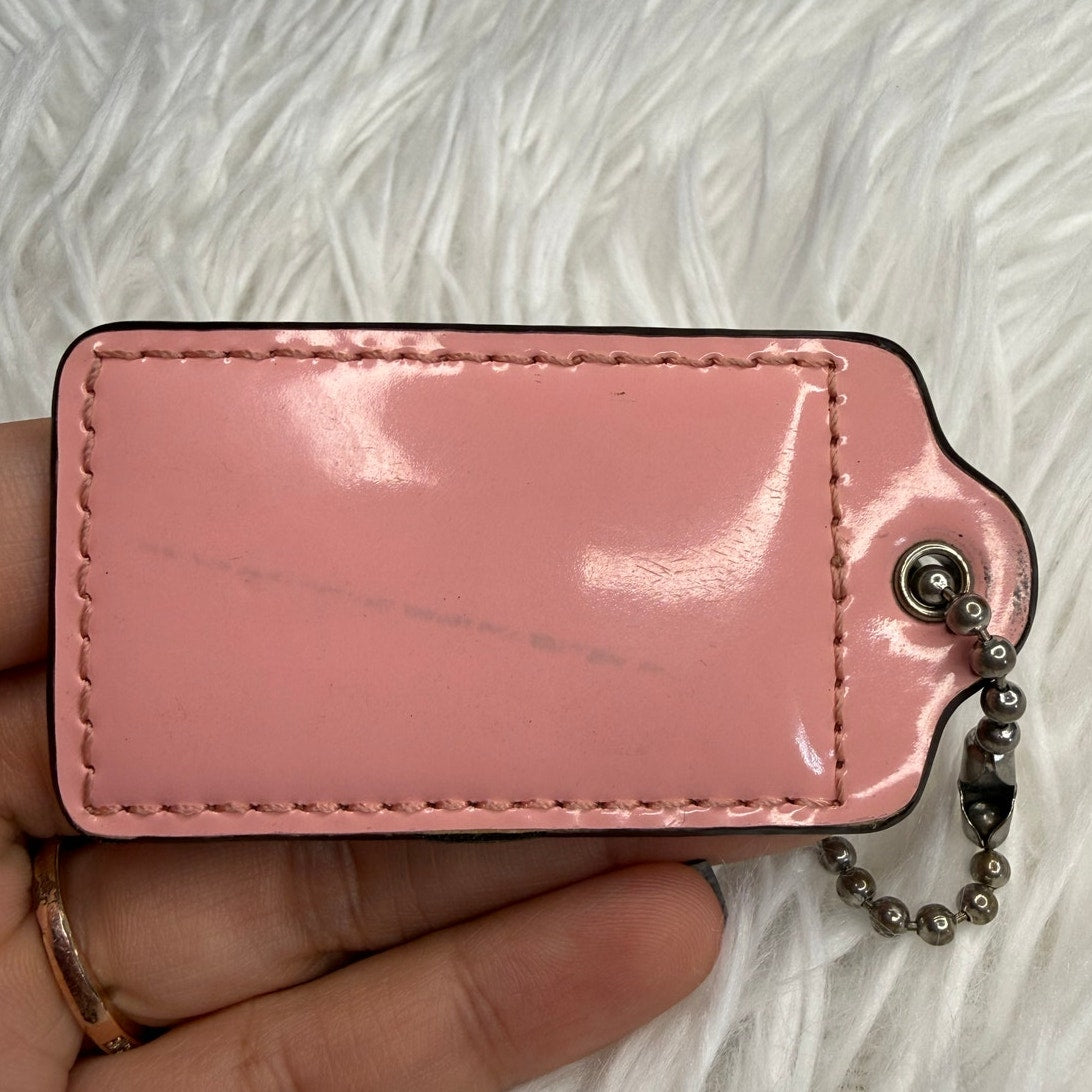 2” COACH Pink Patent Leather Fob Bag Charm Hang tag Hangtag