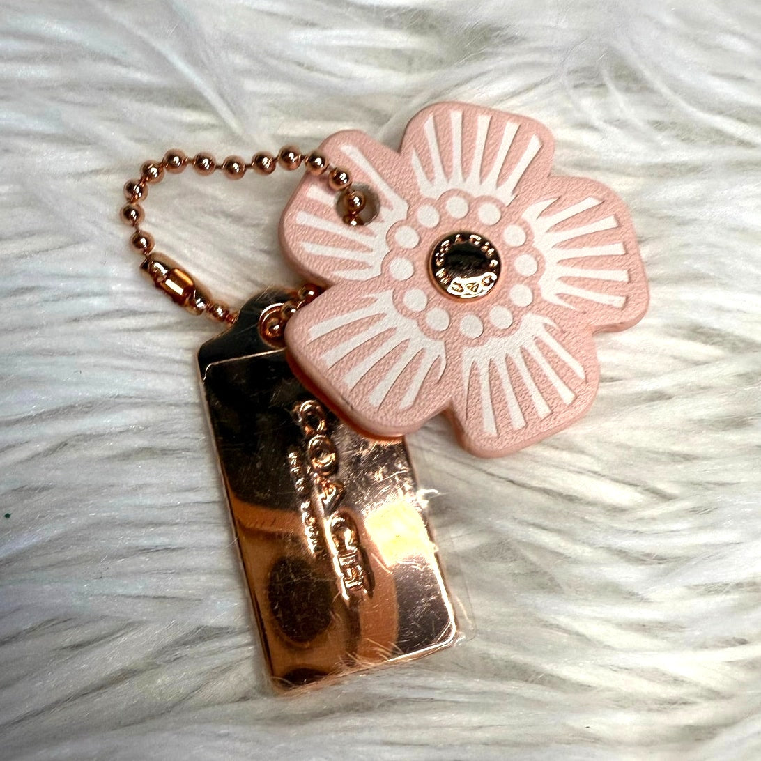 1.5" COACH Gold Tea Rose Flower Floral Bag Charm Hang Tag