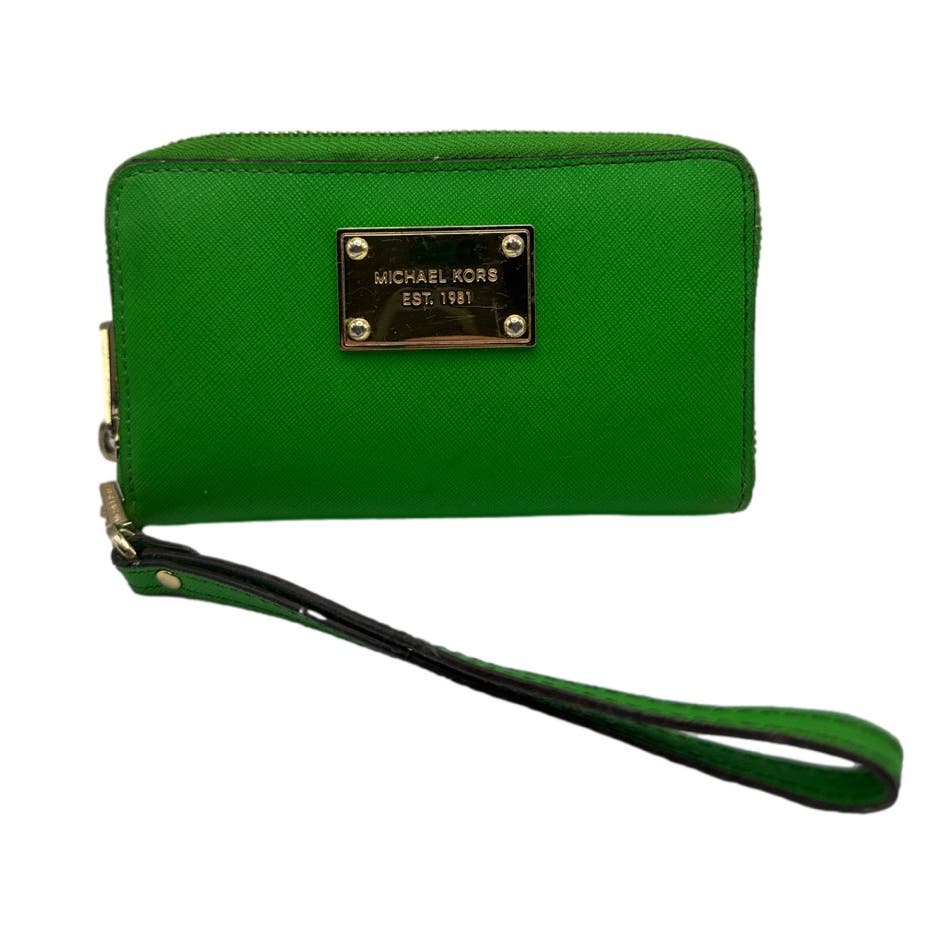 MICHAEL KORS Green Zip Around Medium Wallet