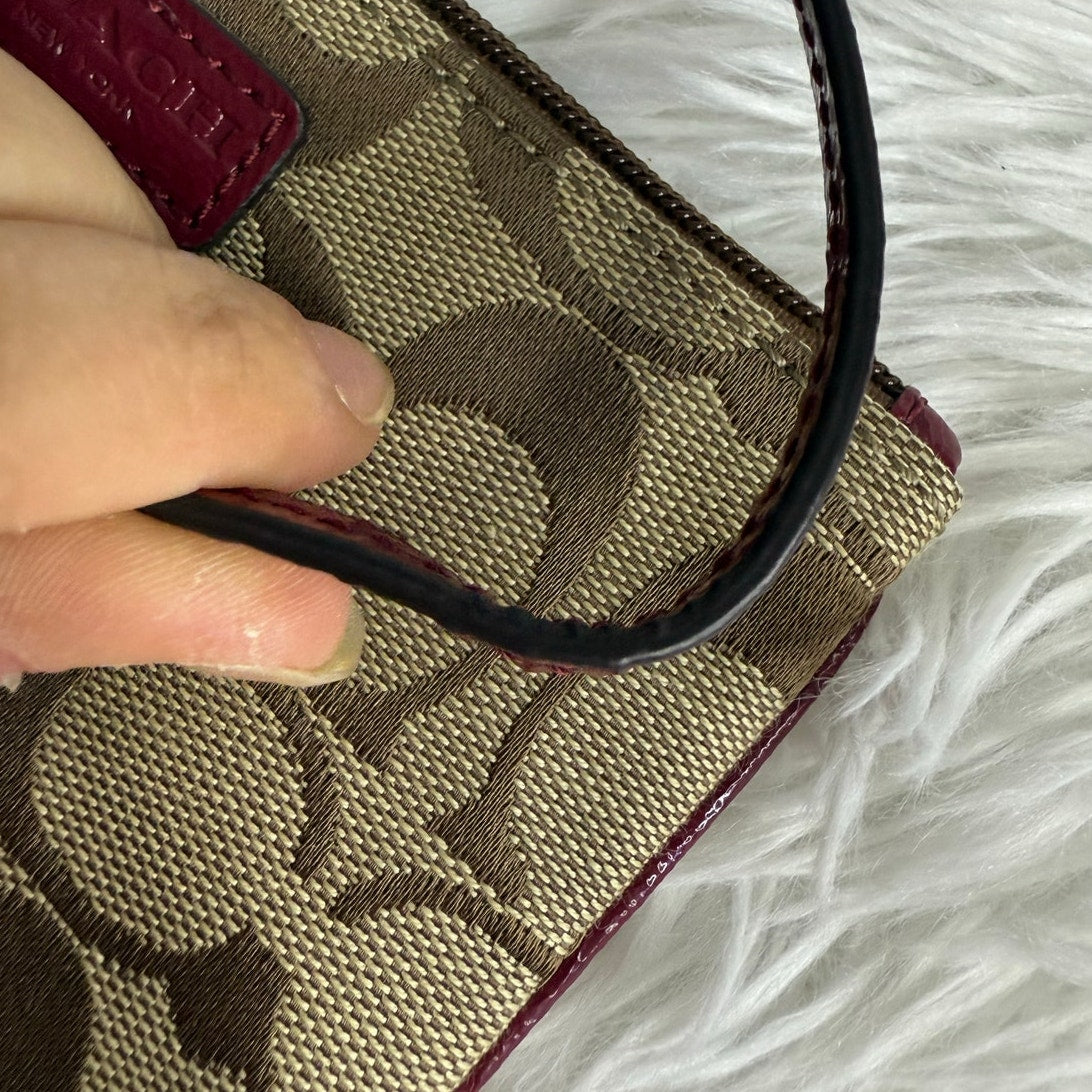 COACH Brown Red Canvas Wristlet