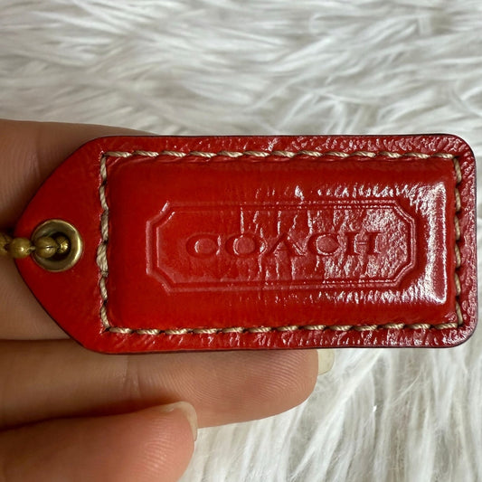 y2k 2" COACH Red Patent Leather Vintage Fob Bag Charm Hang tag Hangtag