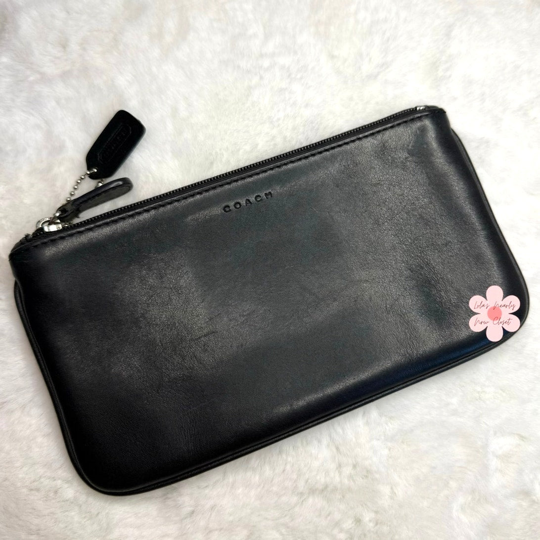 Vintage COACH y2k Black Slim Money Make up Cosmetic Case Pouch
