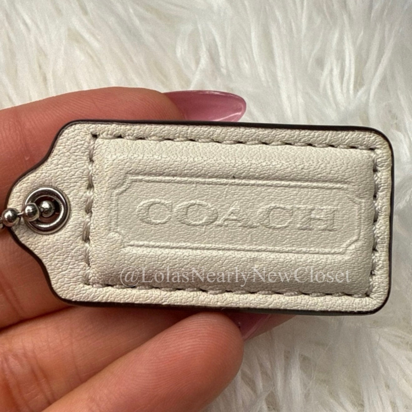 1.5" COACH Cream Fob Bag Charm Hang tag Hangtag