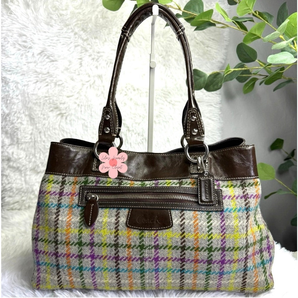 Coach 2010 Penelope Tattersall Plaid Wood Satchel F15456
