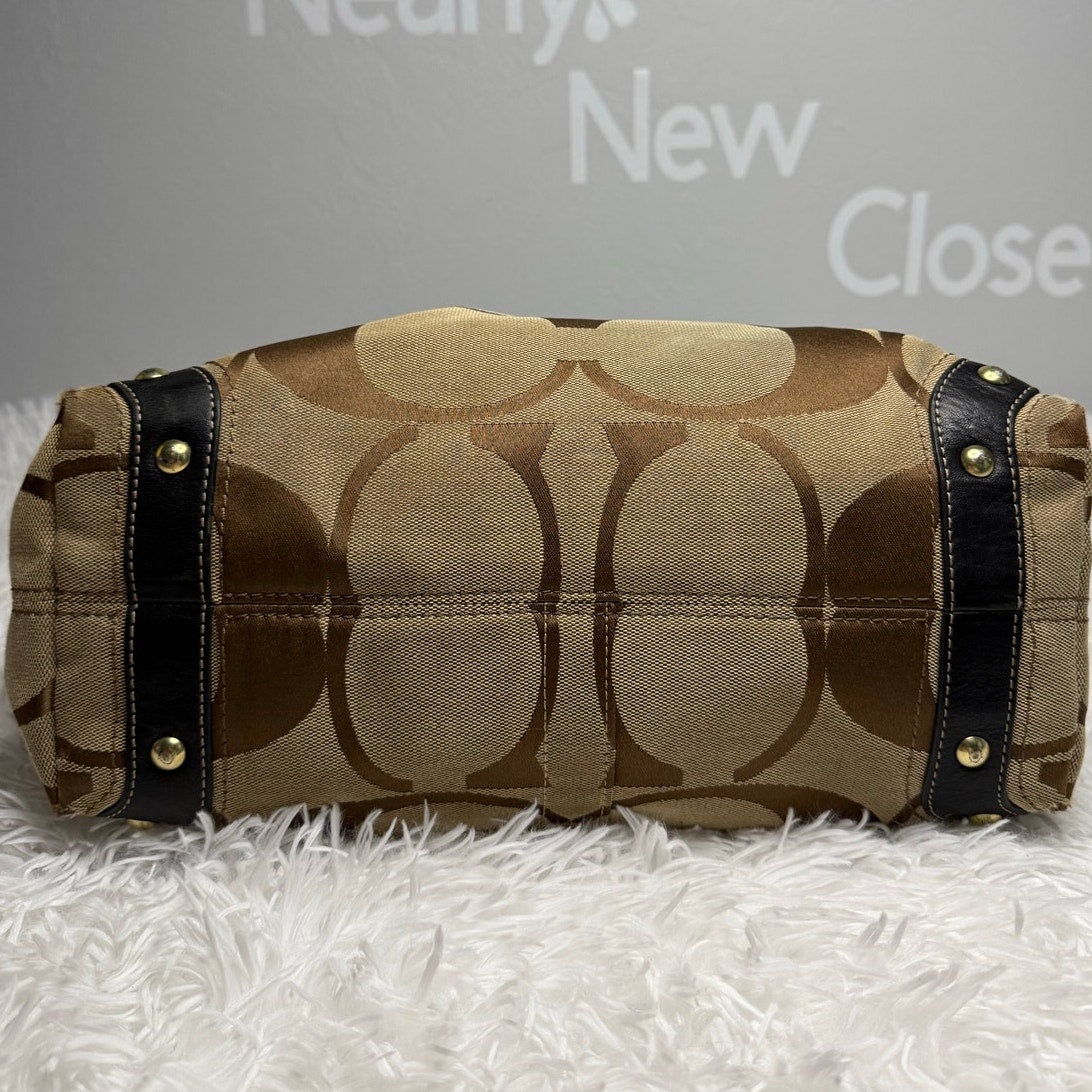 y2k COACH Black Brown Carly Large Hobo Signature Shoulder Bag Purse