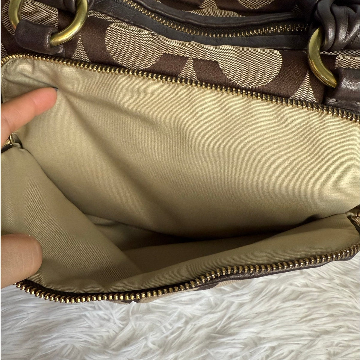 y2k COACH 2009 Brown Signature Canvas Parker Op Art Satchel Shoulder Bag