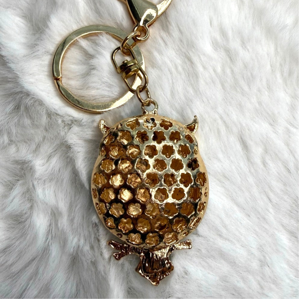 Cute Animal Owl Rhinestone Crystal Owl Keychain Fashion Charm Bag Charm
