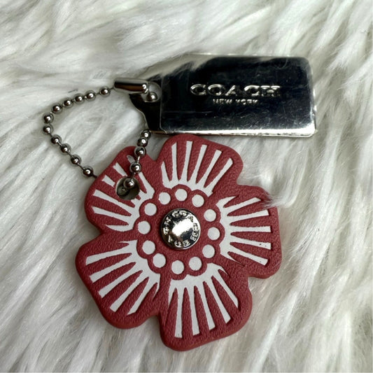 COACH Silver Tea Rose Flower Floral Bag Charm Hang Tag Hangtag