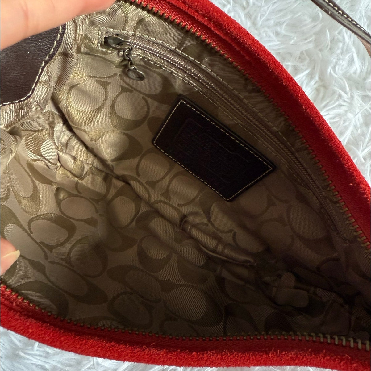 y2k COACH Vintage 4828 Red Suede Hobo Mini Purse Shoulder bag