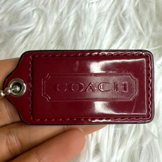 2" COACH Burgundy Patent Leather Fob Bag Charm Hang tag Hangtag