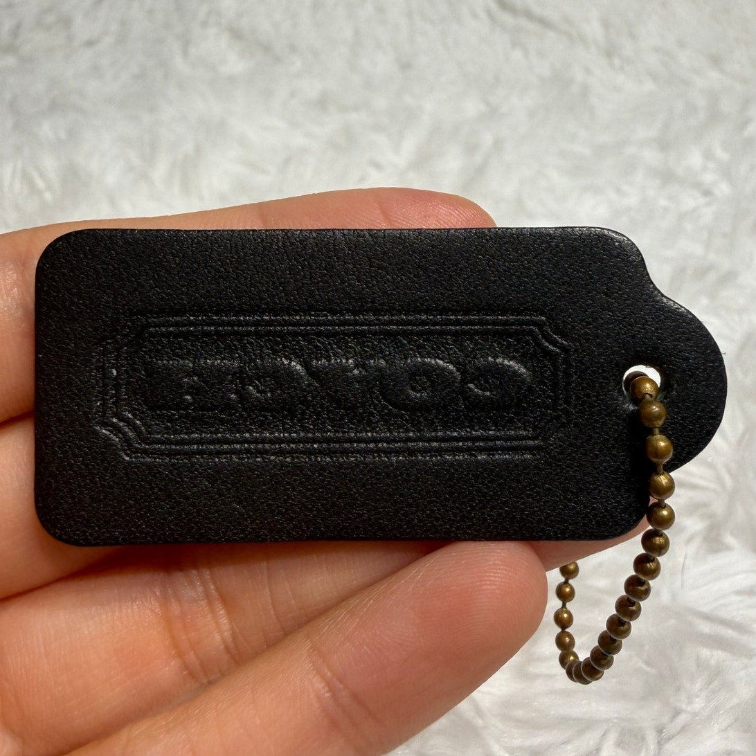 2" Vintage COACH Black Fob Bag Charm Hang tag Hangtag