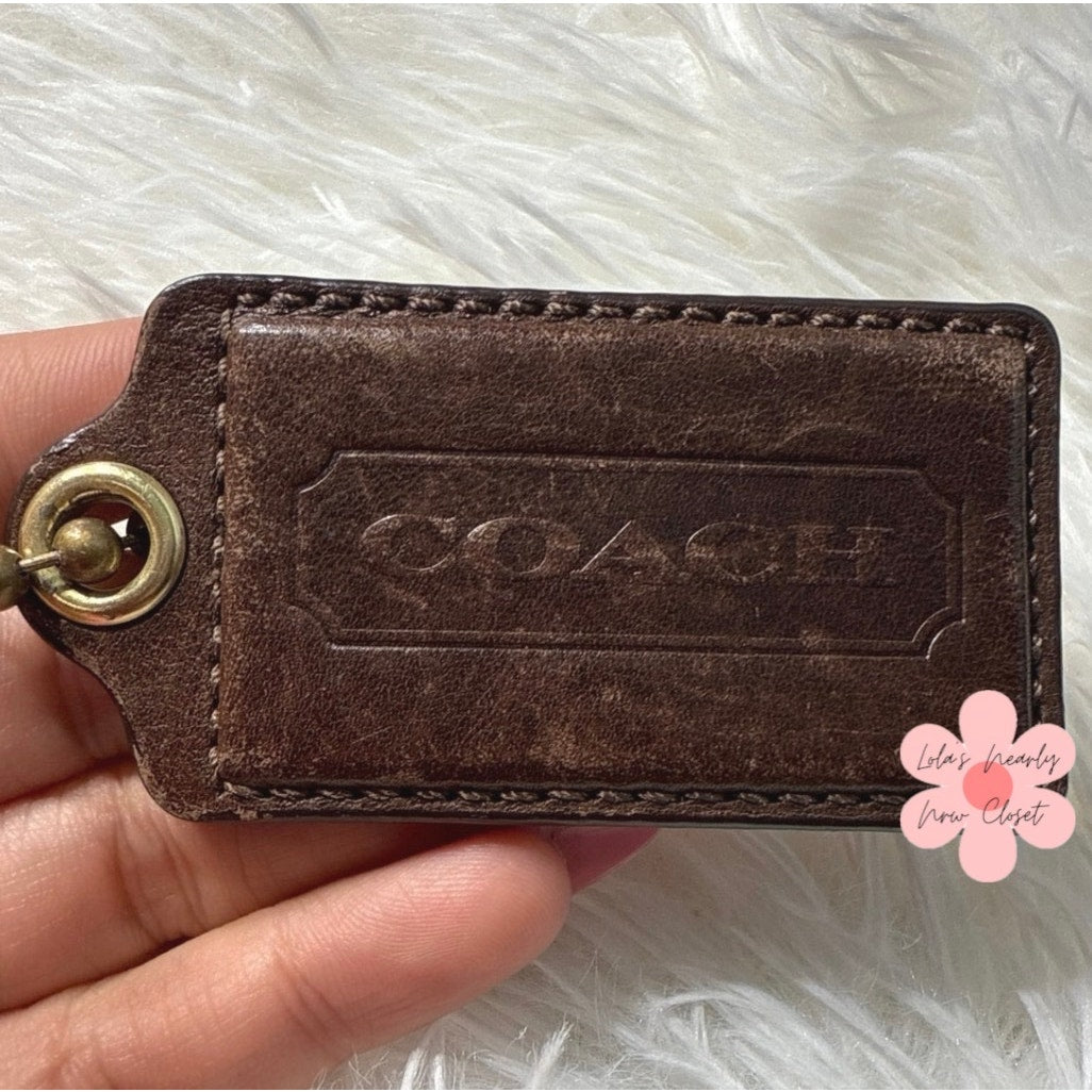 2.5" COACH Brown Fob Bag Charm Hang tag Hangtag