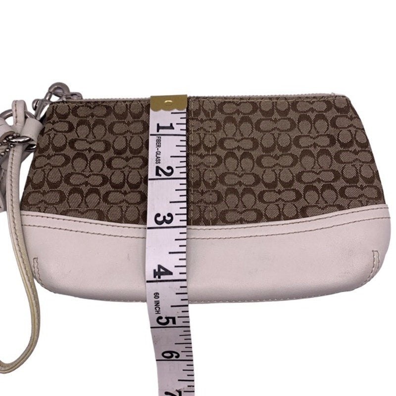y2k COACH Brown White Signature Canvas Wristlet