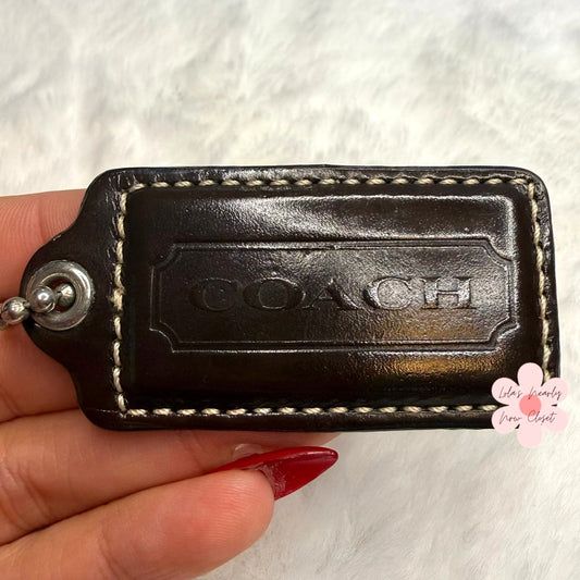 2" Coach Brown Fob Bag Charm Hang tag Hangtag