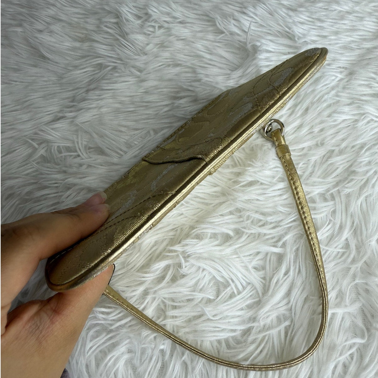 COACH Gold Silver Signature Wristlet