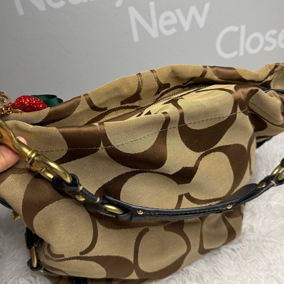 y2k COACH Black Brown Carly Large Hobo Signature Shoulder Bag Purse