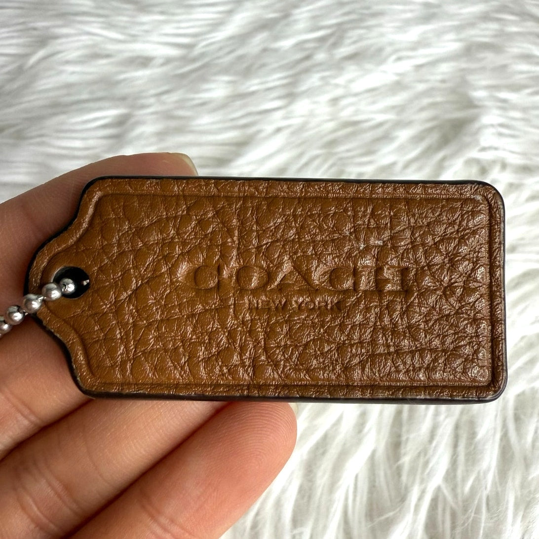 2" COACH Brown Fob Bag Charm Hang tag Hangtag