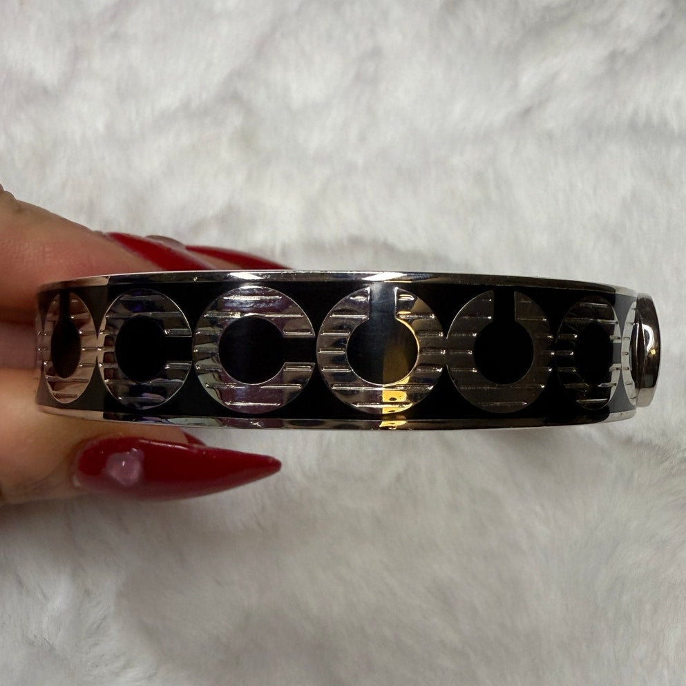 COACH “C” Signed Enamel Stainless Steel Bangle