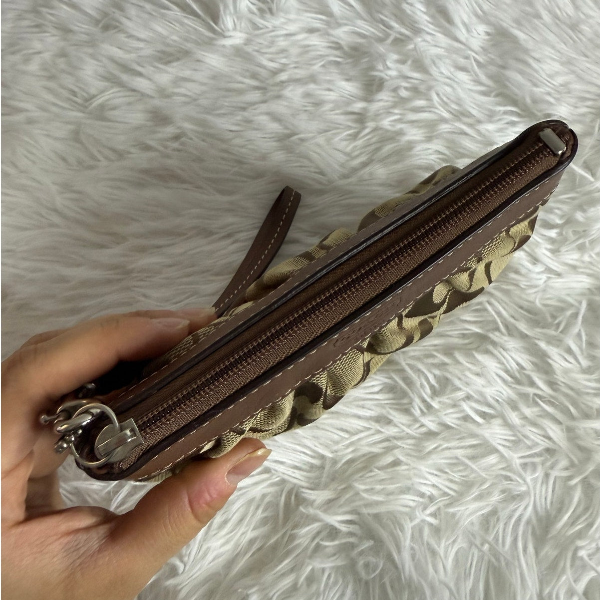 COACH y2k Brown Signature Canvas Wristlet